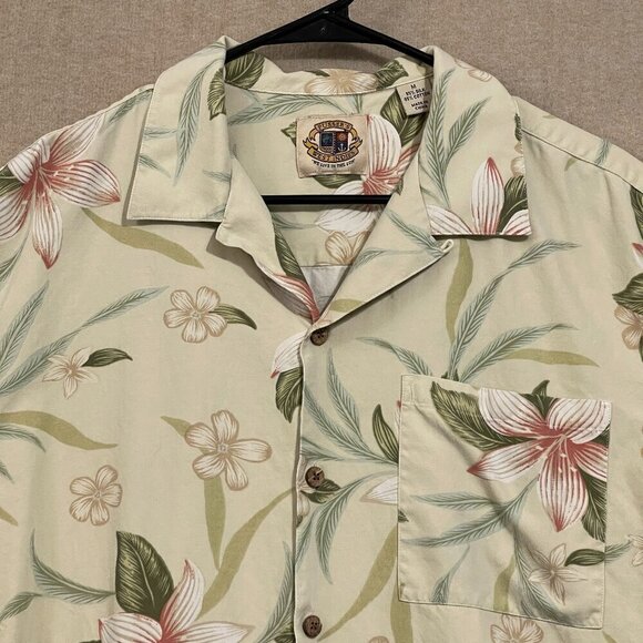 Pusser's West Indies Shirt Men's Medium Yellow Hawiian Silk Short Sleeves - Picture 2 of 11